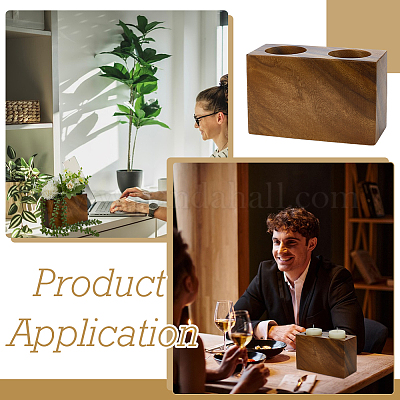 Подставка для ручек из орехового дерева с 2 отверстием AJEW-WH0459-58-1