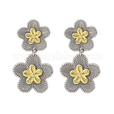 Серьги-гвоздики с цветком из латуни EJEW-H158-11GP-1