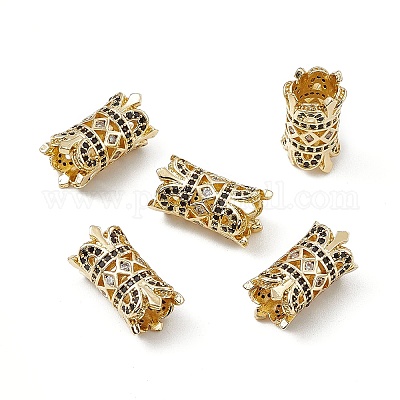 Латунь микропаве черный кубический цирконий KK-E068-VB474-1