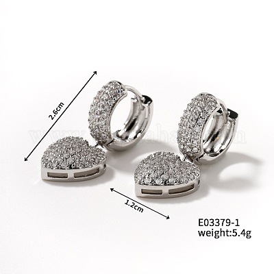 Элегантные серьги-кольца в форме сердца с инкрустацией из циркония из меди MC3224-1-1