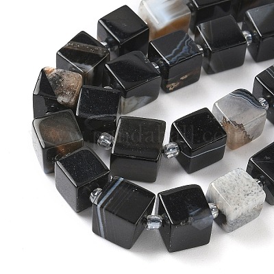 Нити бусин из натурального полосчатого агата (окрашенного и нагретого) G-D338-A09-01-1