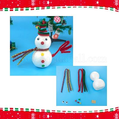 DIY Christmas Snowman Crafts, Including Picture, Chenille Sticks, Craft  Eye, Iron Button Pin, Paper Stick, Foam Model, Red, 111x66mm