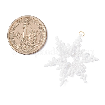 Подвески-снежинки из стеклянных бусин PALLOY-MZ00890-02-1