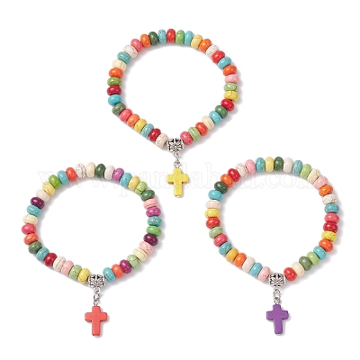 Браслеты с подвесками из синтетических бирюзовых бусин BJEW-JB12496-1