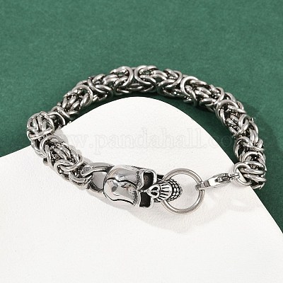 Браслеты-цепочки с черепами из нержавеющей стали 201 толщиной 9 мм для мужчин и женщин BJEW-B143-07ASP-1