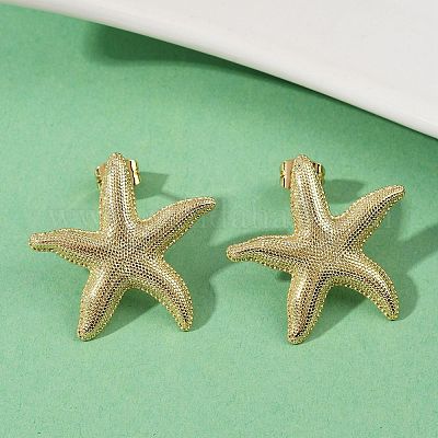 Латунь серьги EJEW-R032-06G-1