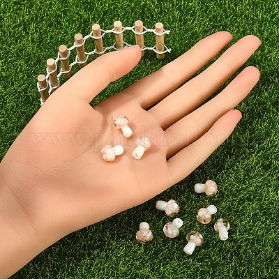 10шт грибные бусины лэмпворк ручной работы&nbsp;LAMP-YW0001-08C-1