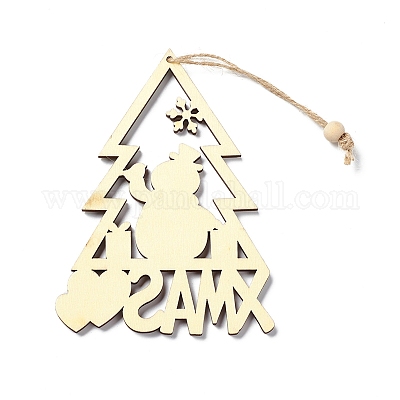 Рождественские украшения из деревянных подвесок HJEW-K037-01A-1