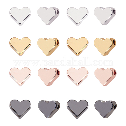 PH PandaHall 4 Color Heart Spacer Beads 40pcs Metal Gold Plated Loose Bead for Jewelry Making Bracelets Necklace DIY Craft(Gold KK-PH0036-53-NR-1