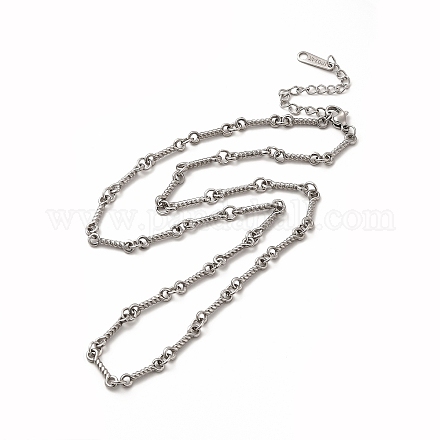 304 Stainless Steel Twist Bar Link Chain Necklace for Women NJEW-E081-05P-1