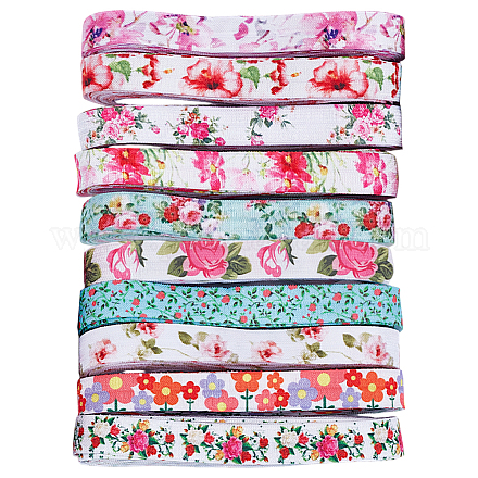 40 ярд 10-х видов плоского полиэстерового эластичного шнура с цветочным принтом OCOR-WR0001-48-1