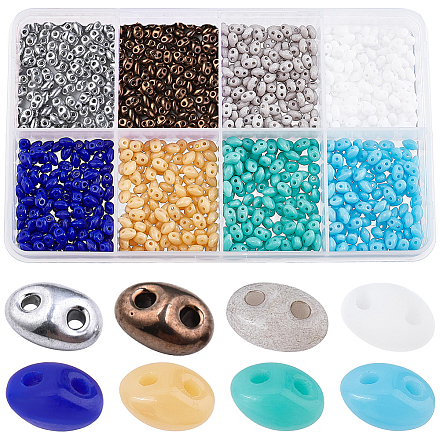 Sunnyclue 800pcs 8 couleurs perles de rocaille à 2 trous SEED-SC0001-02-1