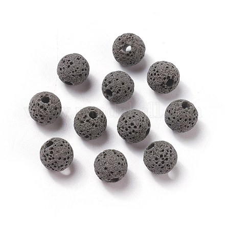 Perles de pierre de lave naturelle non cirées X-G-F325-8mm-A09-1