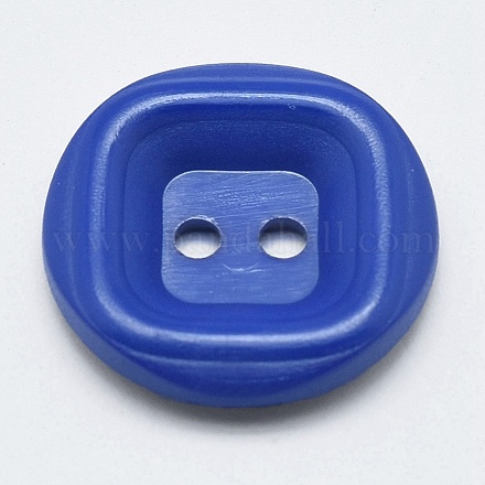 2つ穴プラスチックボタン  フラットラウンド  ブルー  15x2mm  穴：1.5mm  約1440個/袋 BUTT-F064-01A-15mm-1