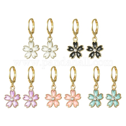 Alloy Enamel Flower Leverback Earrings EJEW-JE05574-1