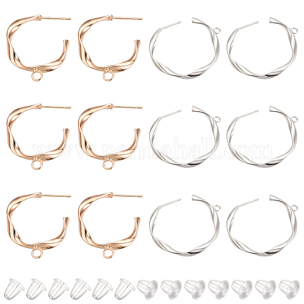 BENECREAT 12PCS Real Gold Plated Brass Stud Earring Fitting KK-BC0010-23-1