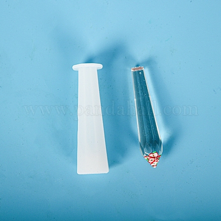 振り子結晶シリコンモールド  水晶ペンダント型  UVレジン用  エポキシ樹脂ジュエリー作り  ホワイト  1.9x7cm  内径：0.9のCM DIY-P010-05-1