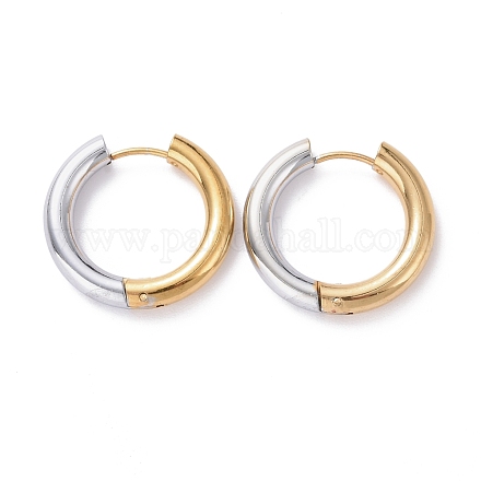 Two Tone 304 Stainless Steel Hinged Hoop Earrings for Women EJEW-A073-01D-1