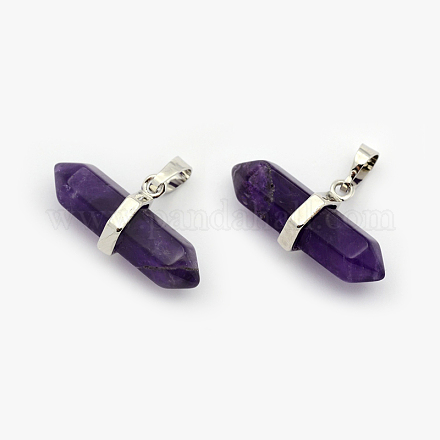 Natural Amethyst Double Terminated Pointed Pendants G-F177-21-1
