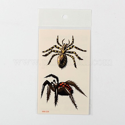 Halloween forme ornements d'araignée art de corps au frais faux tatouages ​​temporaires amovible autocollants en papier X-AJEW-O010-12-1