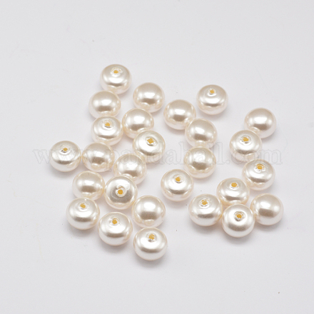 Half Drilled ABS Plastic Imitation Pearl Rondelle Beads OACR-F001C-01-1