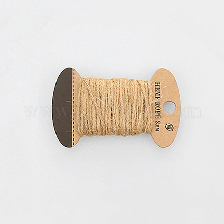 ジュートコード  ジュートストリング  ジュートより糸  3プライ  ジュエリー作りのための  淡い茶色  2mm  約10.93ヤード（10m）/ボード OCOR-WH0016-06B-1