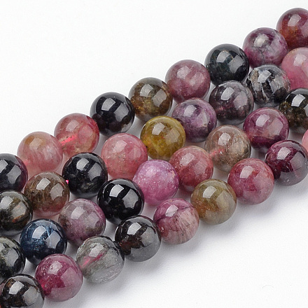 Chapelets de perles en tourmaline naturelle G-Q961-01-6mm-1