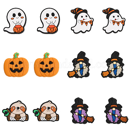 10шт 5 стиля Хэллоуин силиконовые бусины SIL-CA0002-47-1