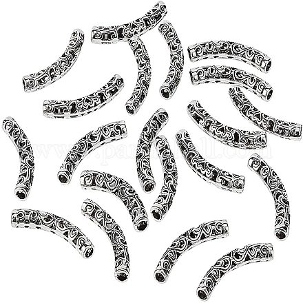 Pandahall Elite 20 Stück gebogene Rohr Abstandsperlen Antik Silber Hohlrohr Folie für europäische Charme Armband Halskette DIY Schmuckherstellung PALLOY-PH0005-17-1