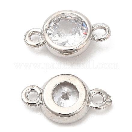 Eco-Friendly Rack Plating Brass Pave Clear Cubic Zirconia Connector Charms KK-A186-06P-1