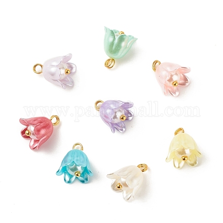 Spray Paint ABS Plastic Imitation Pearl Charms PALLOY-JF01603-03-1