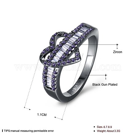 Модный латунь кубического циркония палец кольца RJEW-BB27446-D-8-1