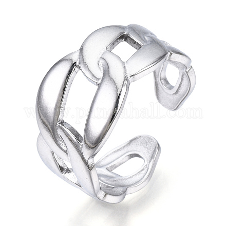 304 anello del polsino aperto a forma di catena di barbazzali in acciaio inossidabile RJEW-N040-12-1