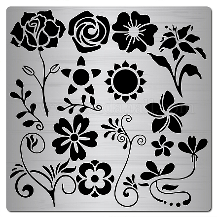 Gorgecraft 6.3 pollice metallo rose stencil fiori viti template in acciaio inox pittura floreale modelli riutilizzabili journal strumento per la pittura DIY-WH0238-011-1