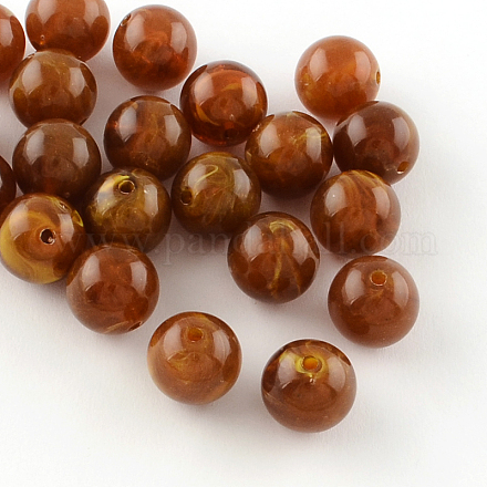 Perles rondes en acrylique d'imitation pierre précieuse X-OACR-R029-6mm-19-1
