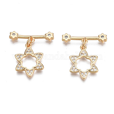 Brass Micro Pave Clear Cubic Zirconia Toggle Clasps KK-Q278-012-NF-1