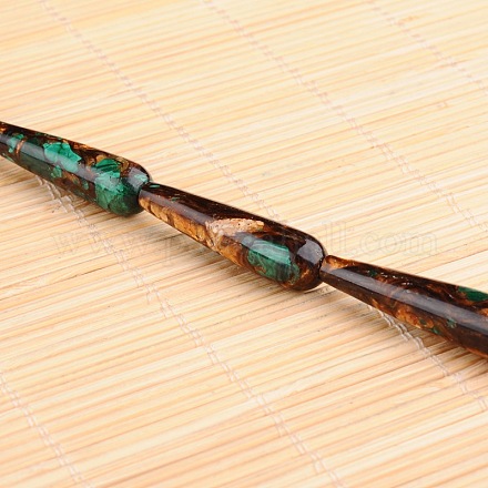 Assembled Dyed Synthetic Malachite and Bronzite Beads Strands G-E327-26H-1
