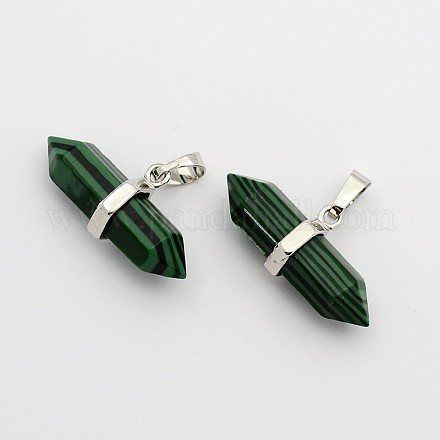 Synthetic Malachite Double Terminated Pointed Pendants G-F177-20-1