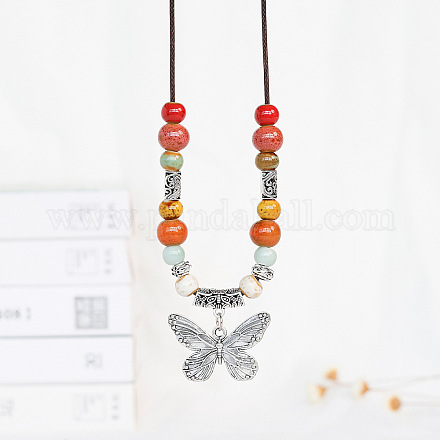 Ожерелья из вощеного шнура с подвеской из сплава FS-WGBC2DA-08-1