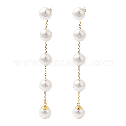 Серьги-гвоздики из нержавеющей стали 304 с пластиковым жемчугом EJEW-Q386-02A-G-1