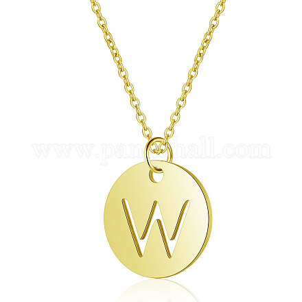 201 Stainless Steel Initial Pendants Necklaces NJEW-S069-TN508-W-1