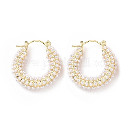ABS Plastic Imitation Pearl Beaded Ring Hoop Earrings EJEW-E277-06G-1