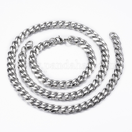 304 нержавеющей стали цепи ожерелья и браслеты SJEW-L186-02P-1