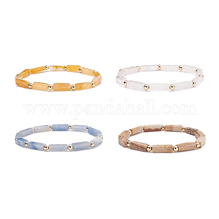 Bracelet extensible perles rectangle pierres naturelles BJEW-JB07506-1