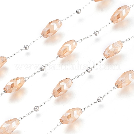 Chaînes en perles de verre à motif chevron à facettes CHS-K009-05P-E-1