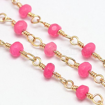 Chaînes de perles de jade rondelles teintes à la main facettées pour colliers fabrication de bracelets CHC-L024-03-1