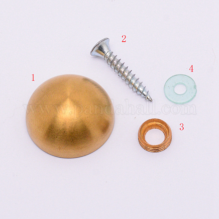 ステンレス鋼の半円形のリベット  鉄ネジ付き  プラスチックと真鍮のリング  ドローベンチスタイル  ゴールドカラー  25.5x12.5mm  穴：8.5mm STAS-WH0016-36G-1