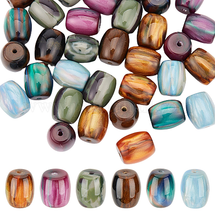 Chgcraft 36 pz 6 colori perline ovali del distanziatore resina imitazione perline della pietra preziosa perline barile del distanziatore per la creazione di gioielli fai da te kit di ricerca RESI-CA0001-37-1