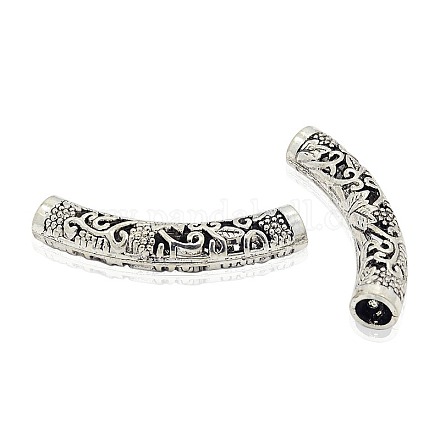 Tibetan Style Alloy Hollow Curved Tube Beads PALLOY-J220-02AS-1
