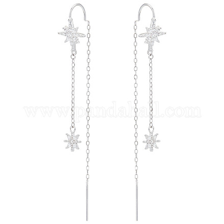 1 пара сережек-гвоздиков в форме звезды из стерлингового серебра EJEW-ME0001-05-1